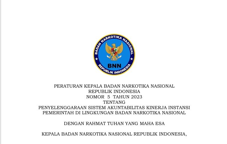 PERATURAN KEPALA BNN NOMOR 5 TAHUN 2023 PERENCANAAN KINERJA TAHUN 2025